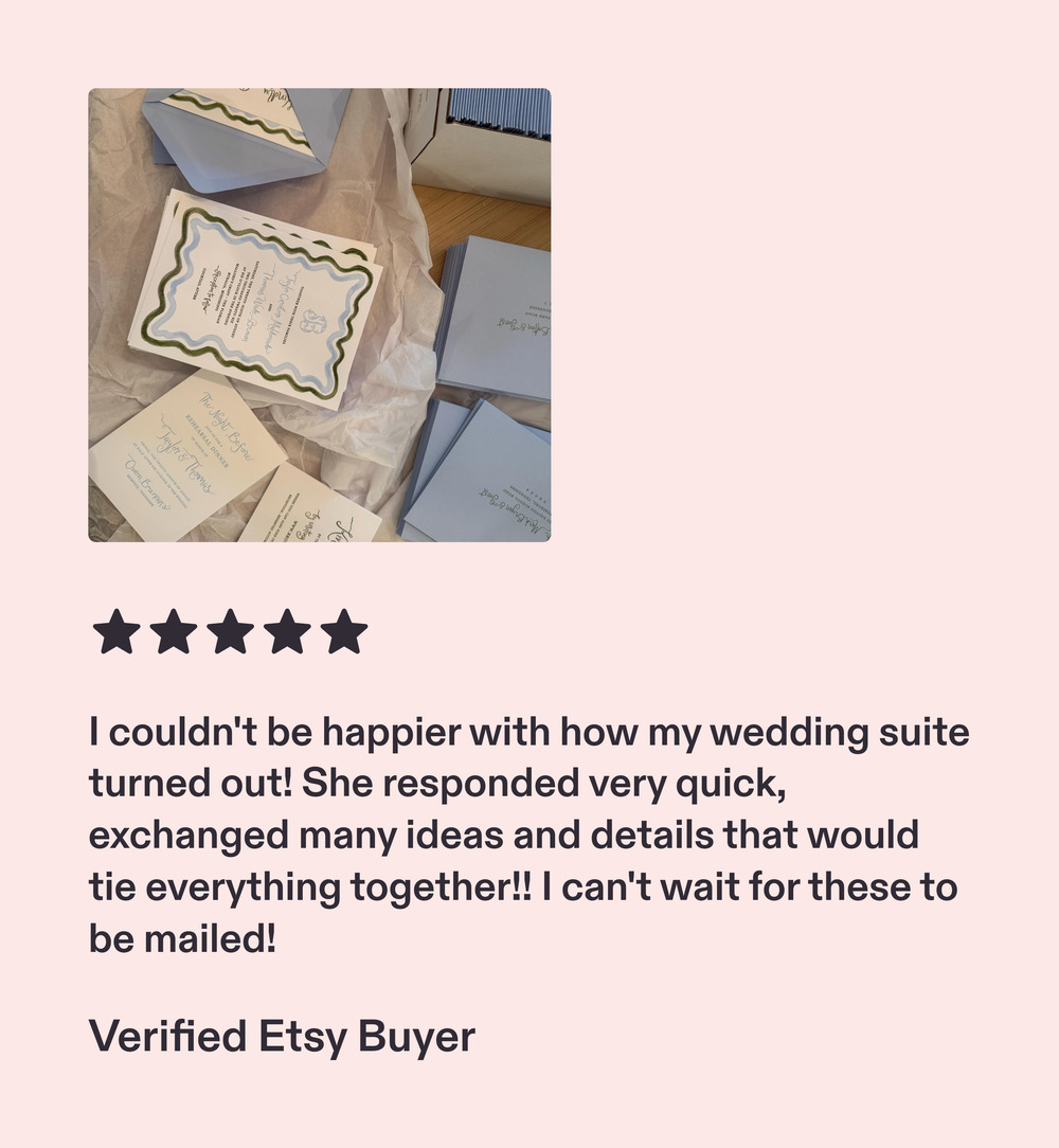 Five star review: I could not be happier with how my wedding suite turned out.